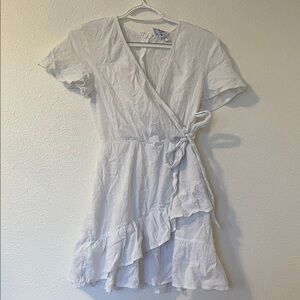 Princess Polly White Ruffle Wrap Dress